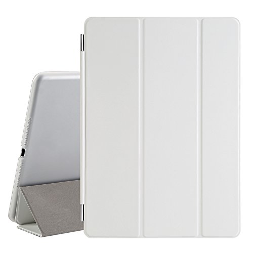 BESDATA Ultra Thin Magnetic Smart Cover [Wake/Sleep Function]& Translucent Back Case for 2014 Apple iPad Air 2 + Screen Protector + Cleaning Cloth + Stylus (White)
