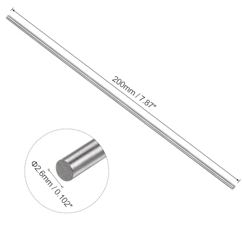 QUARKZMAN 5 Stück Runde Stahlmetallstangen, 2,6 mm x 200 mm Hochgeschwindigkeitsstahl (HSS) Drehbankstangenwerkzeug, für Wellengetriebe, Langweilmaschinen, Miniatur-DIY-Bastelarbeiten
