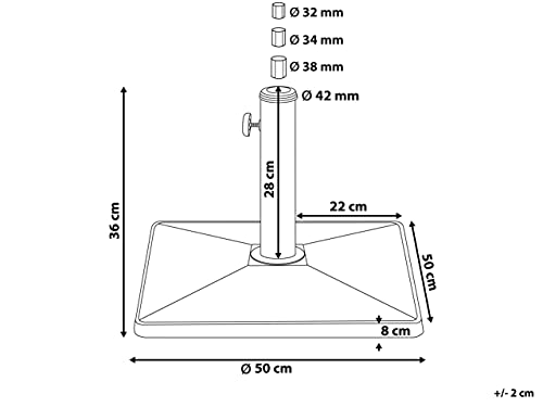 Base Per Ombrellone Portaombrelli Da Esterno Quadrato In Cemento Nero Da 25 Kg - 3
