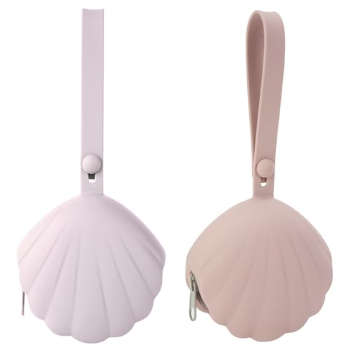 Image of Swelive Silicone Pacifier Holder Case, Portable Leakproof Design Baby Pacifier Storage Case, BPA Free, Easy Clean, 2 Pack (Dusty Lilac+Blush)