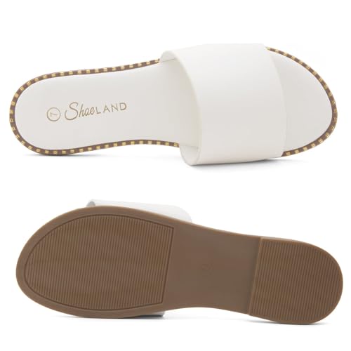 Image of Shoe Land Flat Sandals for Women - Slip-On Slides with Cushioned Footbed | Comfortable Dressy & Casual Open Toe Summer Sandals for Beach, Travel & Everyday Wear