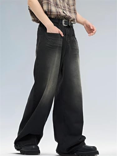 Men's Classic Hip Hop Jeans Baggy Wide Leg Denim Pants Straight Vintage Streetwear Oversized Trousers2