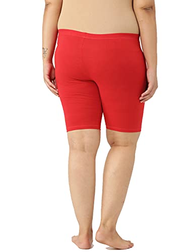Image of LEADING LADY Women's Solid Cotton Mid Rise Shorts | Skinny fit Short for Workout, Yoga, Gym & Running Shorties (Pack of 3)