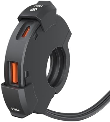 BlueFire Motorcycle USB Charger Socket, QC 3.0 & Type-C 30W PD Dual USB Fast Charger, Motorcycle Handlebar Power Adapter for Phones, Tablets, GPS