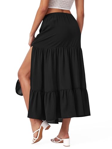 CIDER Midi Skirts for Women Split Hem Elastic High Waistd Boho Flowy Long Maxi Skirts4
