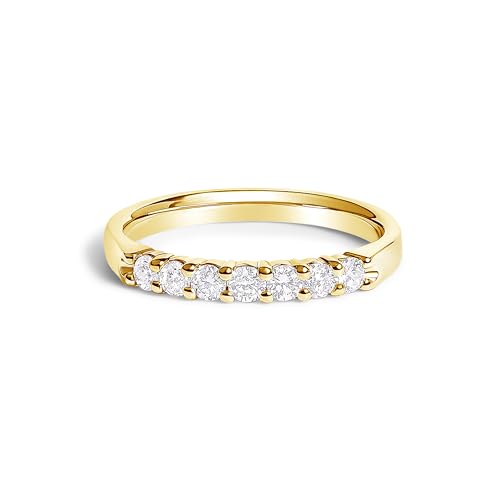 14K Yellow Gold 1/3 Cttw Diamond 7 Stone Band Ring - Size 6.5