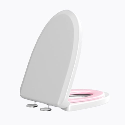 Wttfc Tapa WC Universal, Asiento De Inodoro Familiar, Tapas De Water para NiñOs con Desmontaje RáPido, Cierre Suave, LiberacióN RáPida, Bisagras Ajustables,Blanco,Rosado,V Type