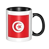 XZDZWK Klassische Tasse mit tunesischer Flagge, stilvoll, langlebig und schwarz, lichtbeständig, geeignet für Zuhause, Büro und Restaurant
