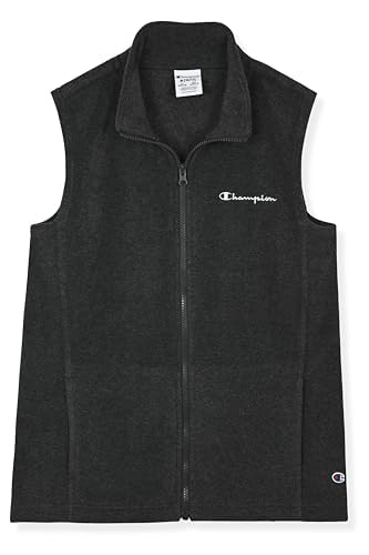 Image of Champion Boys Polar Fleece Vest Lightweight Sleeveless Zip Front Jacket with Pockets, Kids Outdoor Layering