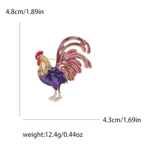 Image of Rooster Brooch Pins for Women, Chicken Brooch Pin, Cute Rooster Animal Brooch Lapel Pin, Bohemian Rooster Chicken Brooches Pins for Women Hat Bag Suit Dress Accessories