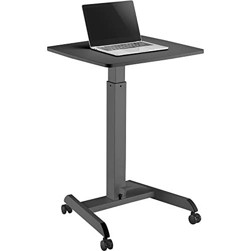 JIN OFFICE Cast Iron Laptop Table Pneumatic|Hydraulic Sit Stand Laptop Table With Wheels & Foot Pedal For Height Adjustment|Portable Laptop... - Image 5
