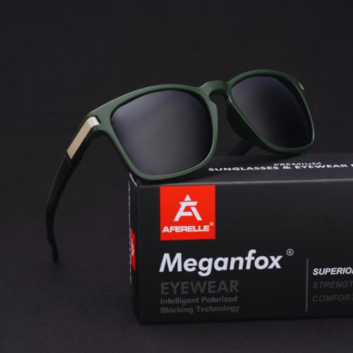 Image of Aferelle Meganfox Series Unisex Polarized Resin Lens | 100% UV Protection | Retro Square | German Polyamide Crack Proof Unbreakable Frame | Medium