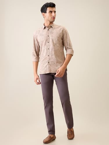 Image of Parx Men Slim Fit Print Pattern Pure Cotton Semi Cutaway Collar Full Sleeve Casual Shirt