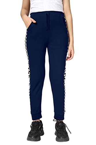 Image of KYDA KIDS Girls 100% Cotton Chess Print Track Pants | Elastic Waist Regular Fit | Soft Breathable Kids Casual Wear with Side Pockets Multicolor (Pack of 1)
