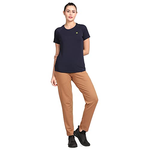 Image of Lavos Women's Regular Fit T-Shirt with Half Sleeve Round Neck, Bamboo & Cotton Gym, Yoga and Sports Wear for Women