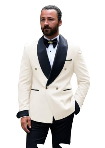 2 Piece Double Breasted Tuxedos Suits for Men Slim Fit Shawl Lapel Tux Blazer Pants Sets Man Tuxedo