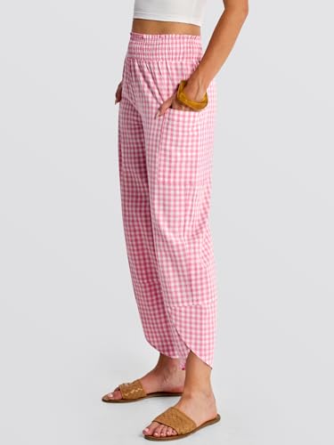 Image of ANRABESS Womens Wide Leg Palazzo Capri Pants 2026 Summer Casual High Waisted Barrel Lounge Flowy Cropped Beach Work Trousers