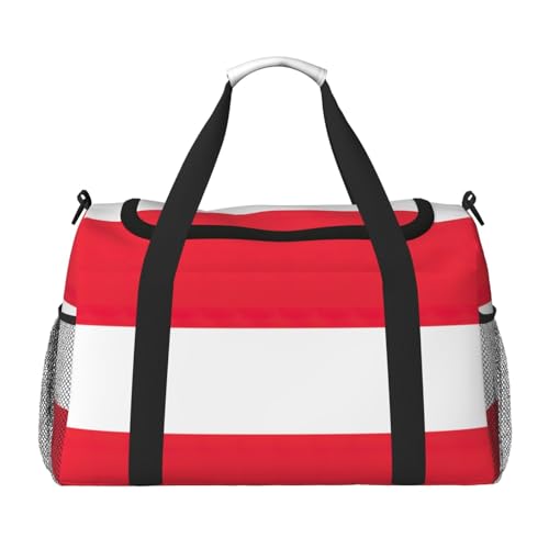Austrian Flag Print Duffle Bag, Personal Item Travel Bag For Airlines, Weekender Bags For Women, Sports Tote Bag