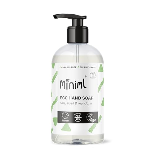 Miniml Hand Soap Wash Liquid 500ml - Lime, Basil & Mandarin Infused Eco Friendly Hand Washing Liquid Gel for Soft and Sensitive Skin Care - 100% Vegan & Cruelty Free