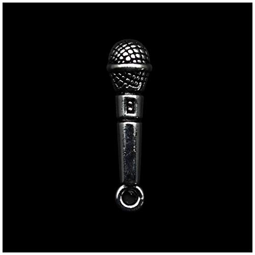 Pack of 80 Microphone Charms Pendants Silver Craft Supplies for Jewelry Making Tibetan Accessories for Bracelets Necklace DIY