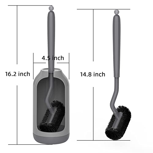 Toilet Bowl Brush Holder Set: Bathroom Deep Cleaning Toilet Cleaner Scrubber Under Rim With Curved Bristle For Dead Corner Clean - Hidden Modern Rv Toilet Decorative Accessories With Caddy - Gray #TOP6