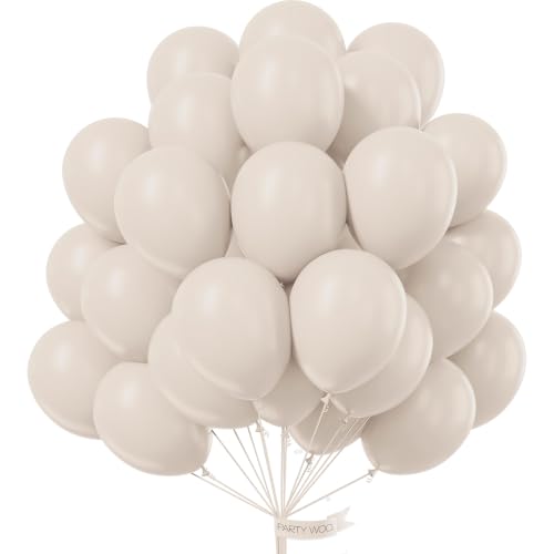 Image of PartyWoo White Sand Balloons 50pcs Off White Beige Cream Ivory Boho Color