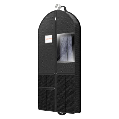Suit Garment Clothes Travel Bag: 54 inch Lightweight Foldable Black Short Fabric Breathable - Hanging Storage Cover Pockets Zipper for Men - Wardrobe Carry Coat Jacket Uniform Tuxedo Shirt
