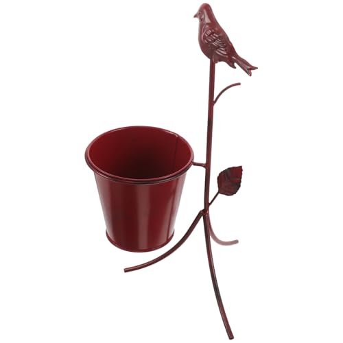 Soporte metálico para macetas rojo de diseño moderno y compacto 2