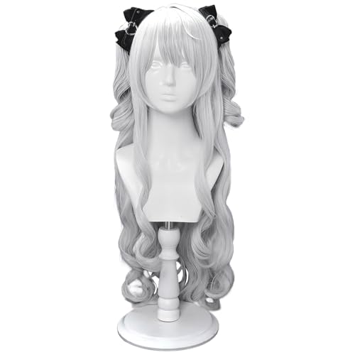 バーチャルYouTuber VTuber 葛葉 コスプレ ウィッグ 白 くずは 吸血鬼 ヴァンパイア風 耳飾り ピアス イヤリング 別売り 女体化 サーニャ 新衣装 小道具 小物 cosplay wig 仮装 グッズ (K サーニャ サインはB,未加工ウィッグ) - KUKUKO - 商品画像