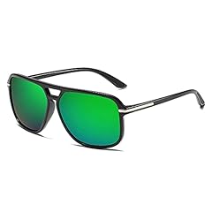 Black Frame Mirrored Green Lens