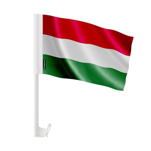 Drapeau Voiture Hongrie en Polyester 30x45cm - Lot de 50 Pièces pour Cortège