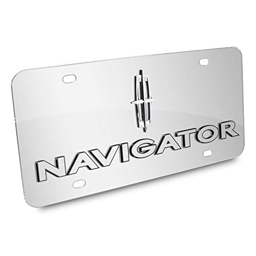 Lincoln Navigator Chrome Logo + Name On Polished Chrome License Plate #TOP1