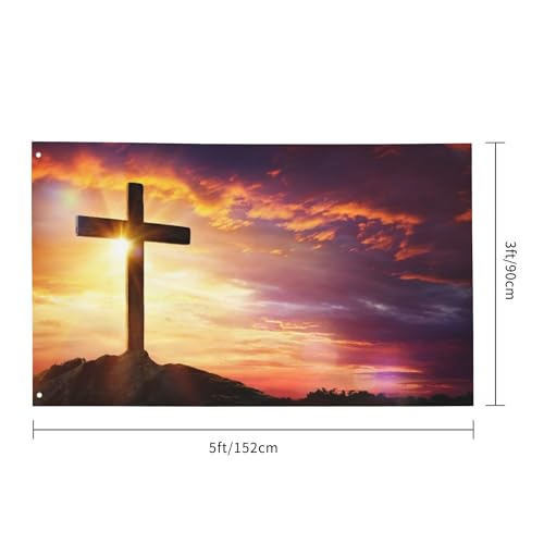 He Is Risen Flag 3X5 Ft Religious Easter Cross Jesus Flag Double Sided Banner，Suitable For Party Decorations Indoor Outdoor Garden Decorations - 2