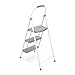 Rubbermaid 3 Step Folding Ladder, Steel Foldable Step Stool with Hand Grip, White