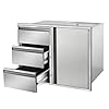 Outdoor kitchen door drawer combo cabinet 28 w x 22 h x 195 d stainless steel built in triple drawersright access door combo cabinet for outdoor kitchen island patio grill station  urban country home decor