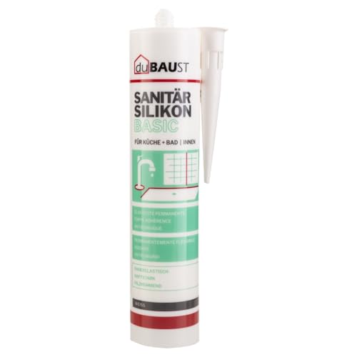 dubaust SAB24 Sanitärsilikon Basic elastisch dauernassbeständig schimmelresistent Bad Küche Dusche Feuchträume 300ml Kartusche (transparent)
