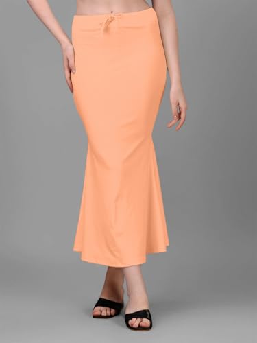Image of Women's Saree Shapewear Petticoat, Cotton Blend Stretchable Mermaid Skirt, High Waist Tummy Control, Smooth Curve Fit with Adjustable Drawstring