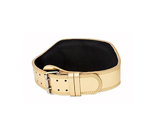 Unbroken Designs Women's Metallic Leather Weightlifting Belt, Contoured Belt for Gym, Powerlifting, Olympic, Crossfit, Gold, Extra Large, 6”