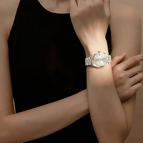 Image of OLEVS Womens Automatic Watch Diamond Luxury Date Ladies Dress Classic Self Winding Wrist Watches