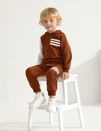 Image of Toddler Boy Clothes Long Sleeve Hoodie Sweatsuits Tops and Pants 2Pcs Boys Fall Winter Outfits Set