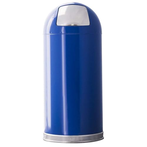 WITT Industries 15DTBL Push Top Standard Receptacle, Steel, 15 gal, Blue (Pack of 2)