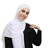 HURESON Instant Chiffon Hijab Set 3-in-1 Hijabs Scarf with Built-in Magnets and Undercap Head Wraps with Model Cap (White 8#)