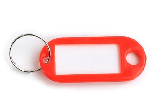 Schlüsseletiketten – 25 Stück in Rot aus robustem Kunststoff, ideal für Organisation und schnelle Identifizierung