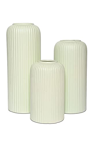 Image of KREATIVE ART'S Green Flower Vase for Home Decoration, Ceramic Vases for Home Decor, Home Decor Items for Living Room, (Light Green Vases -Set of 3 pcs)