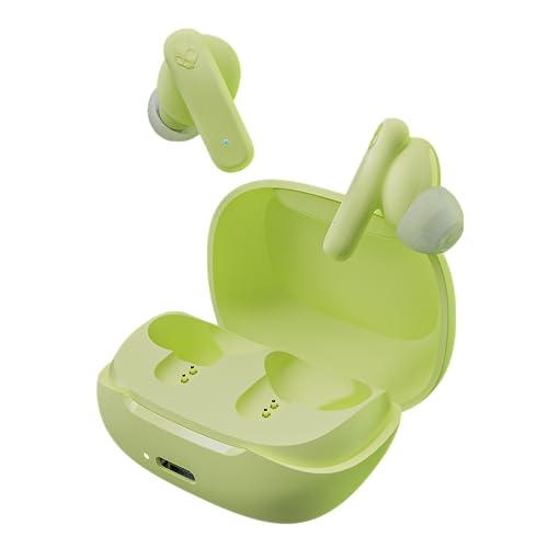 Skullcandy Smokin' Buds In-Ear Wireless Earbuds, 20 Hr Battery, 50% Renewable Plastics, Microphone, Works with iPhone Android and Bluetooth Devices - Matcha