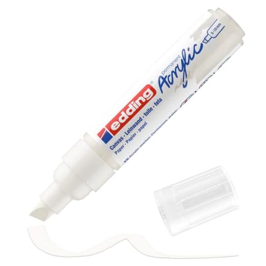 edding 5000 marcador acrílico de trazo grueso - blanco - 1 rotulador acrílico resistente al agua - punta biselada ancha 5-10 mm - pintura acrílica para lienzo, papel kraft, madera y piedra