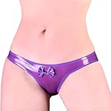 IOKUKI Latex Slip für Damen,Transparent Violett Latex Tanga,Geeignet für Rubber Club Clothing-XXL