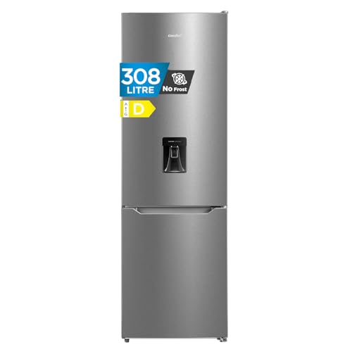 Comfee' RCB310IX3EU(E) 308L Frigorífico Combinado Libre Instalación No Frost con Dispensador de Agua en Puerta, Ventilación MultiFlow, Puerta Reversible, Control Táctil, Plata