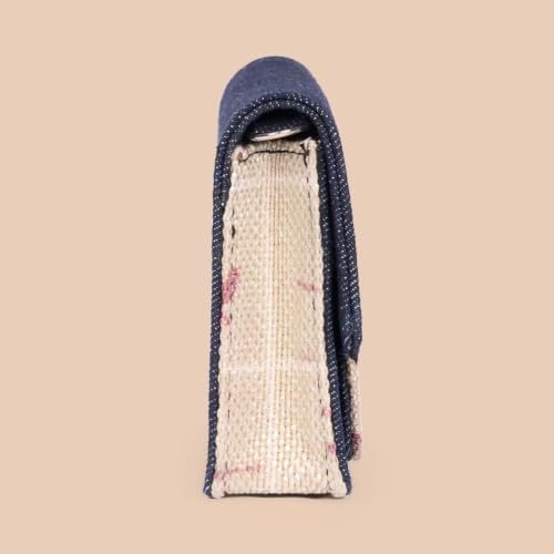 Image of ZOUK Tovi Mini Bag Wallet | Stylish Vegan Denim Crossbody Wallet for Women with Card Slots & Water-Resistant Lining | Handcrafted Small Sling Bag with Silver Chain Strap | Auroville Amethyst