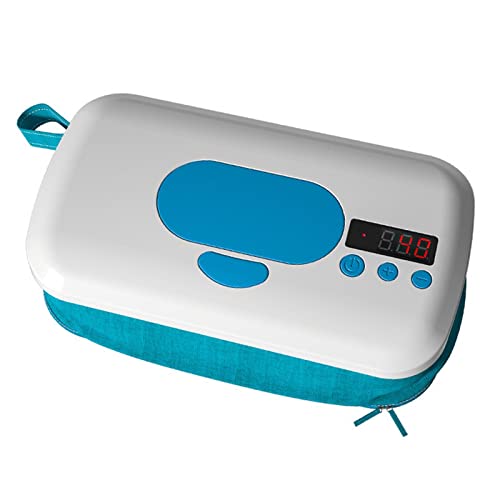 perfk Dispensador de toallitas húmedas con calentador de toallitas húmedas, temperatura ajustable de gran capacidad que mantiene las toallitas, Azul